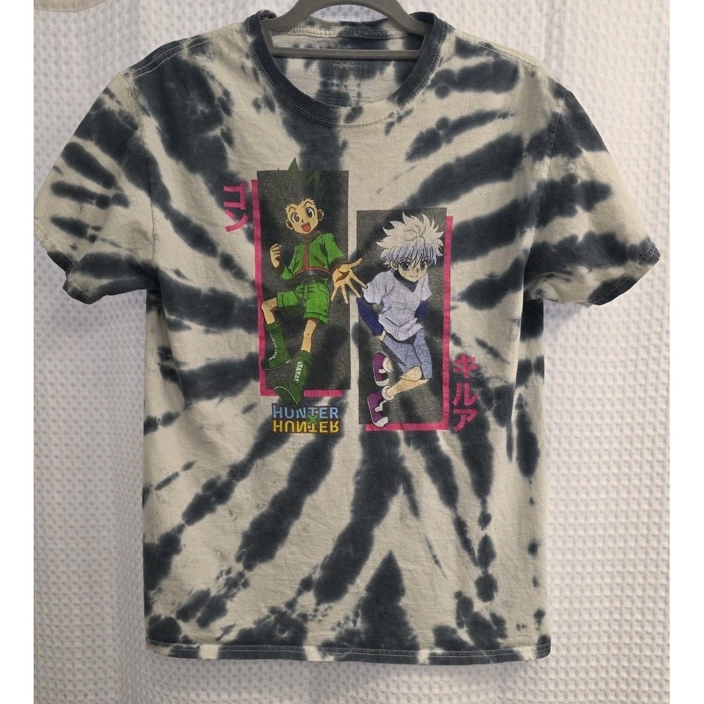 Hunter X Hunter Adult L T-Shirt - Killua Gon Pink Boxes Kanji Marbled Small - Picture 2 of 6